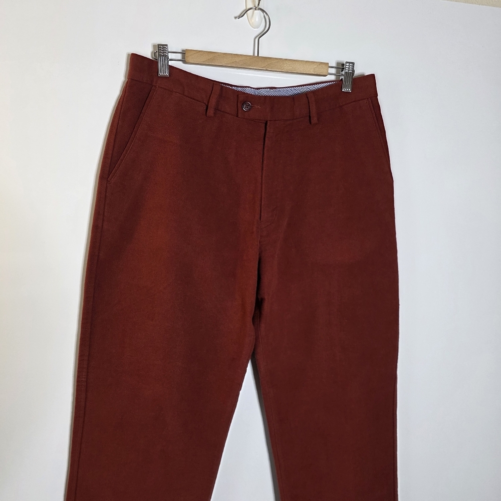 Samuel Windsor Pants Mens Red Chino Moleskin Chamois Flannel Trousers Size 34